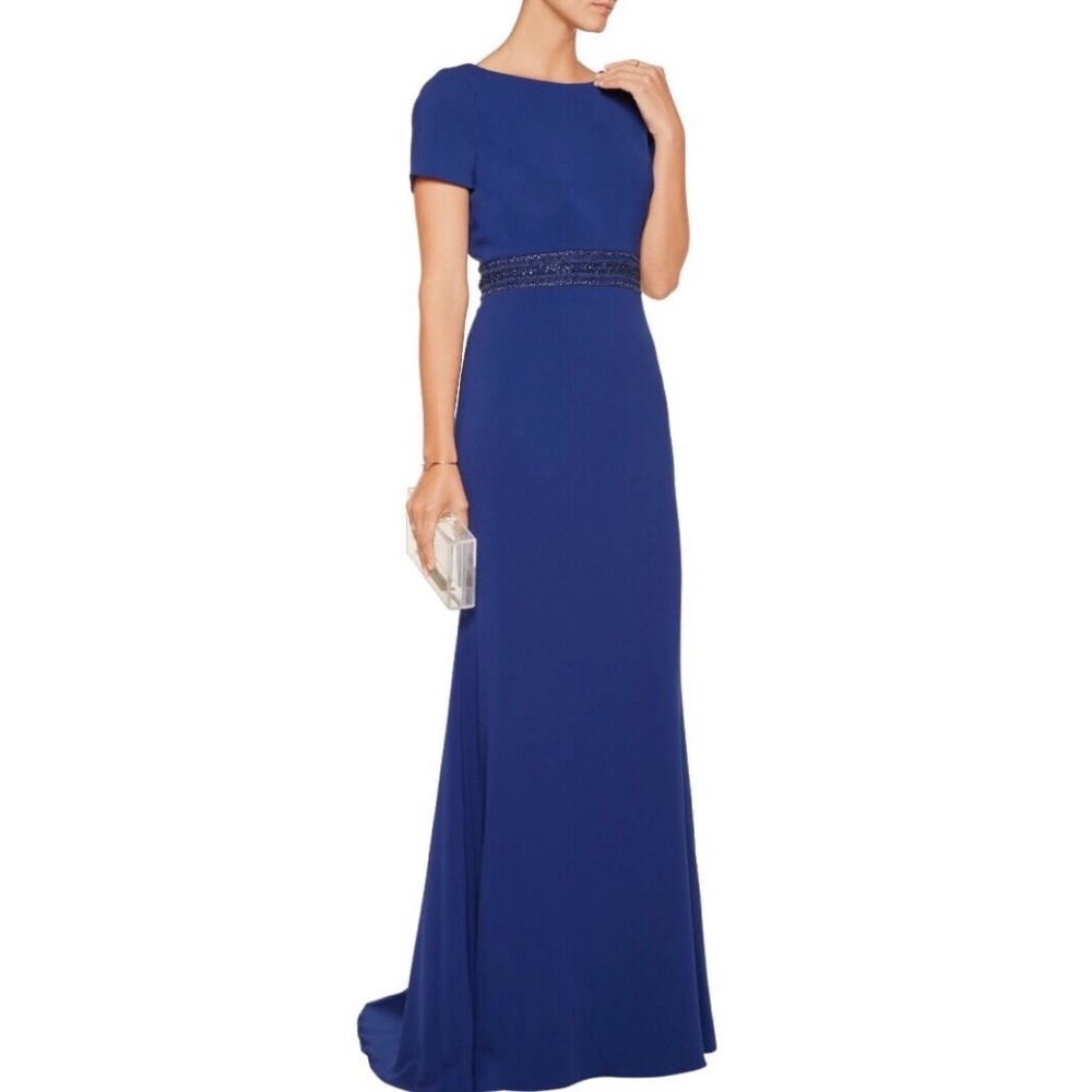 Badgley Mischka Alice V Back Beaded Bodice Gown